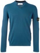 Stone Island V-neck Sweatshirt, Men's, Size: Xxxl, Blue, Cotton