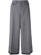 No21 Cropped Palazzo Pants, Women's, Size: 38, Grey, Spandex/elastane/virgin Wool