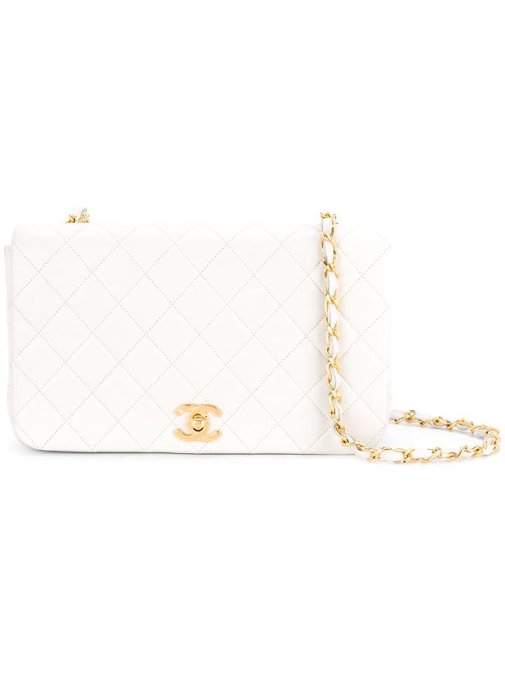 Chanel Vintage Quilted Flap Shoulder Bag - White