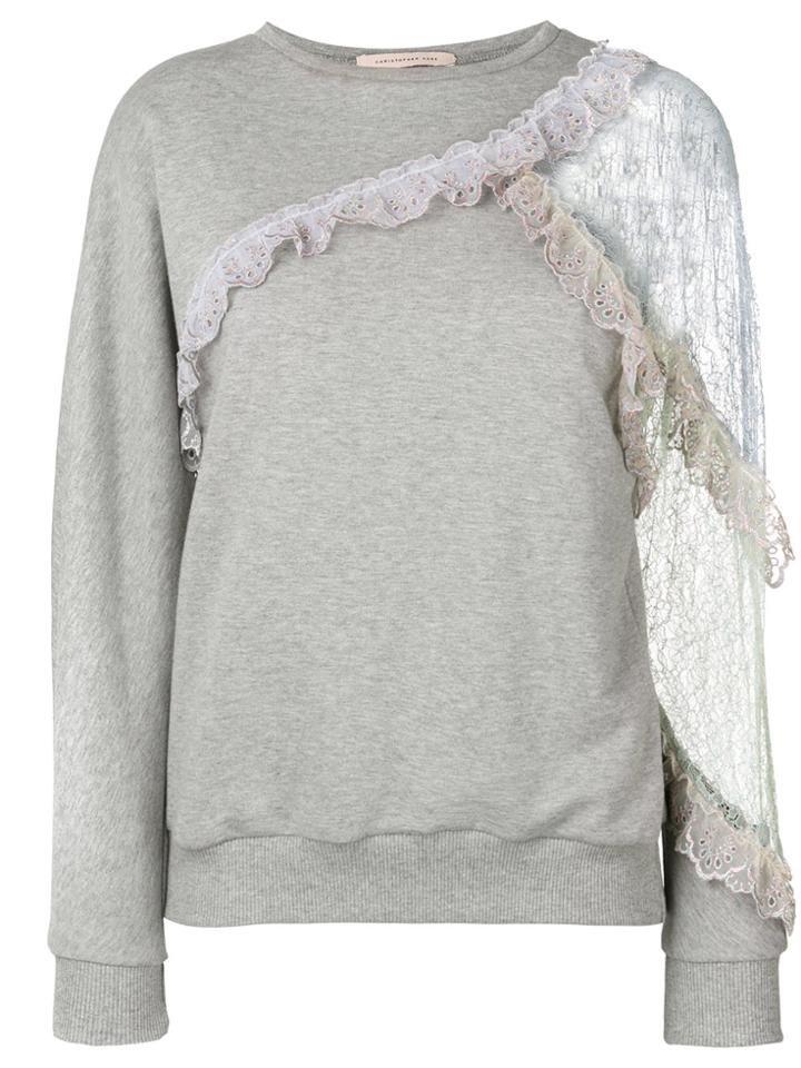 Christopher Kane Patchwork Lace Sweatshirt - Grey