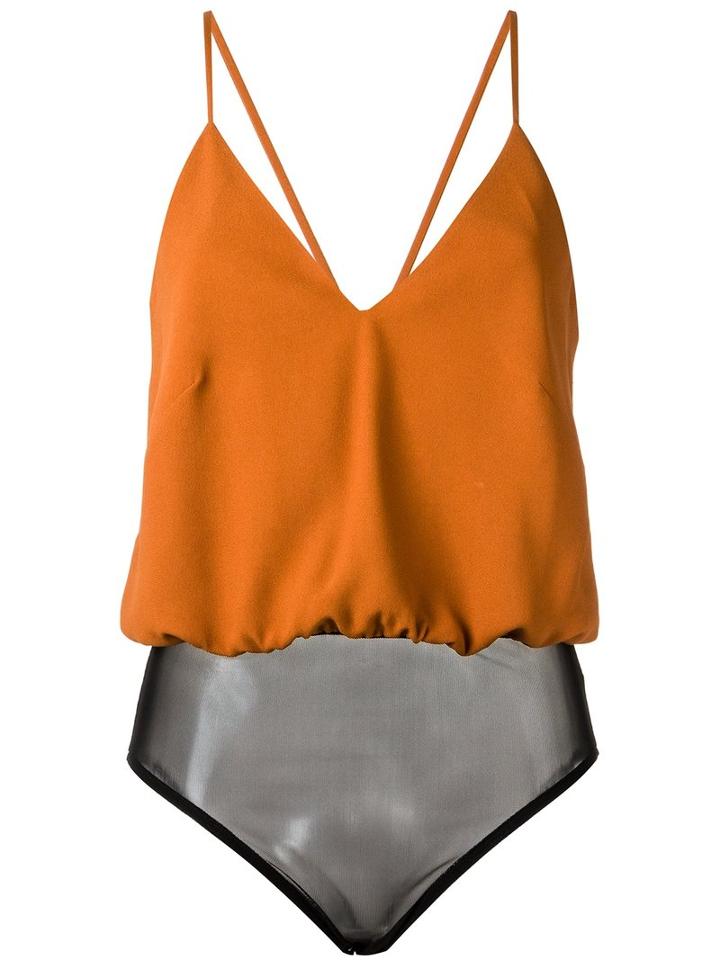 Andrea Marques Spaghetti Straps Body, Women's, Size: 38, Yellow/orange, Acetate/viscose