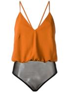 Andrea Marques Spaghetti Straps Body, Women's, Size: 38, Yellow/orange, Acetate/viscose
