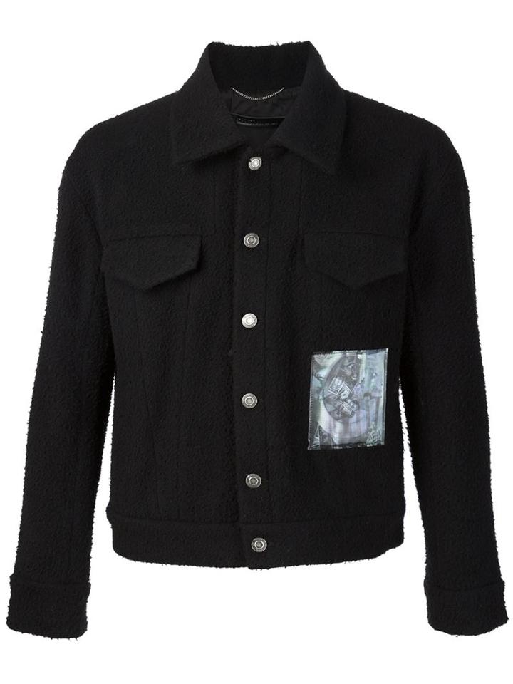 Christian Dada Hologram Patch Jacket, Men's, Size: 46, Black, Nylon/cupro/wool