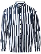Sunnei Printed Stripe Shirt, Men's, Size: Large, Blue, Cotton