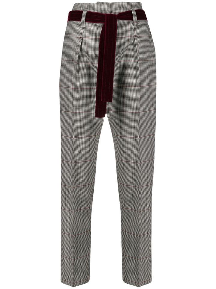 Pt01 Checked High Waisted Trousers - Black