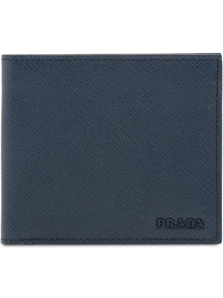 Prada Leather Logo Wallet - Blue