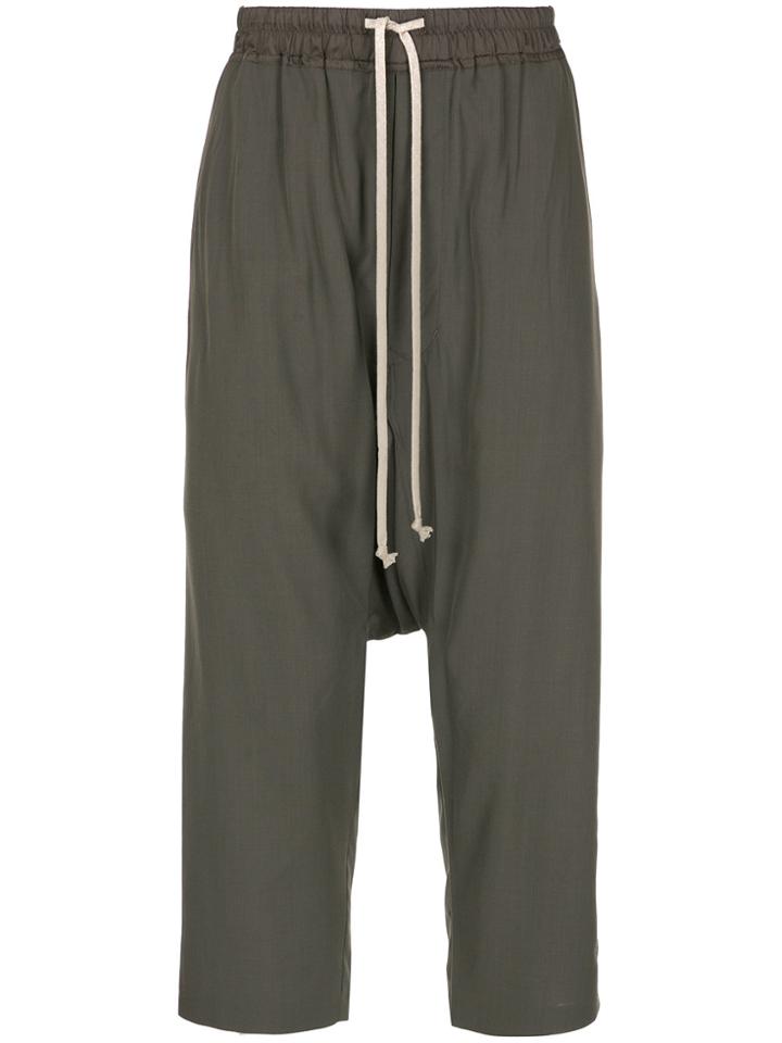 Rick Owens Dropped Crotch Cropped Trousers - Grey