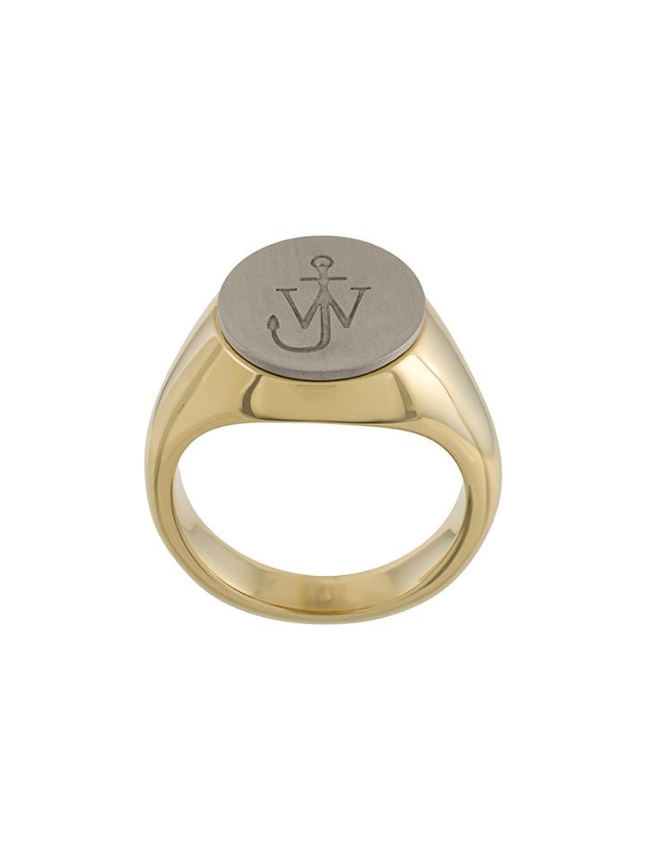 Jw Anderson Logo Engraved Ring - Metallic