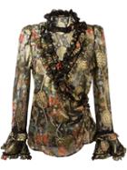 Roberto Cavalli Embellished Wrap Blouse, Women's, Size: 42, Silk/polyester
