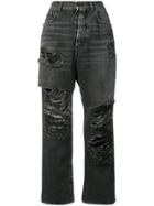Unravel Project Baggy Distressed Jeans - Black