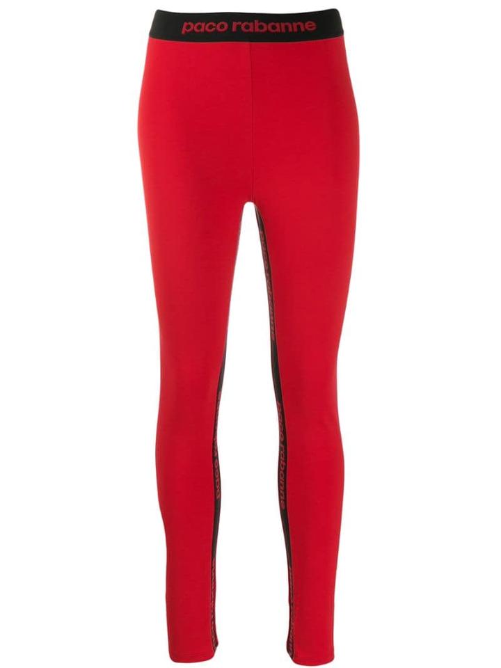 Paco Rabanne Logo Print Leggings - Red