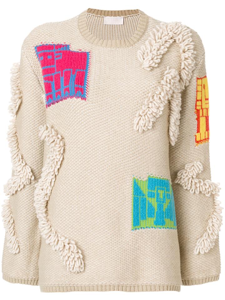 Peter Pilotto Motif Heavy Knit Sweater - Nude & Neutrals