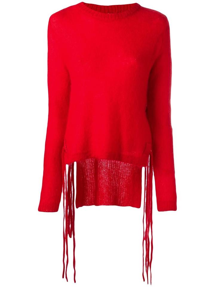 No21 High Low Hem Jumper, Women's, Size: 38, Red, Polyamide/mohair/wool