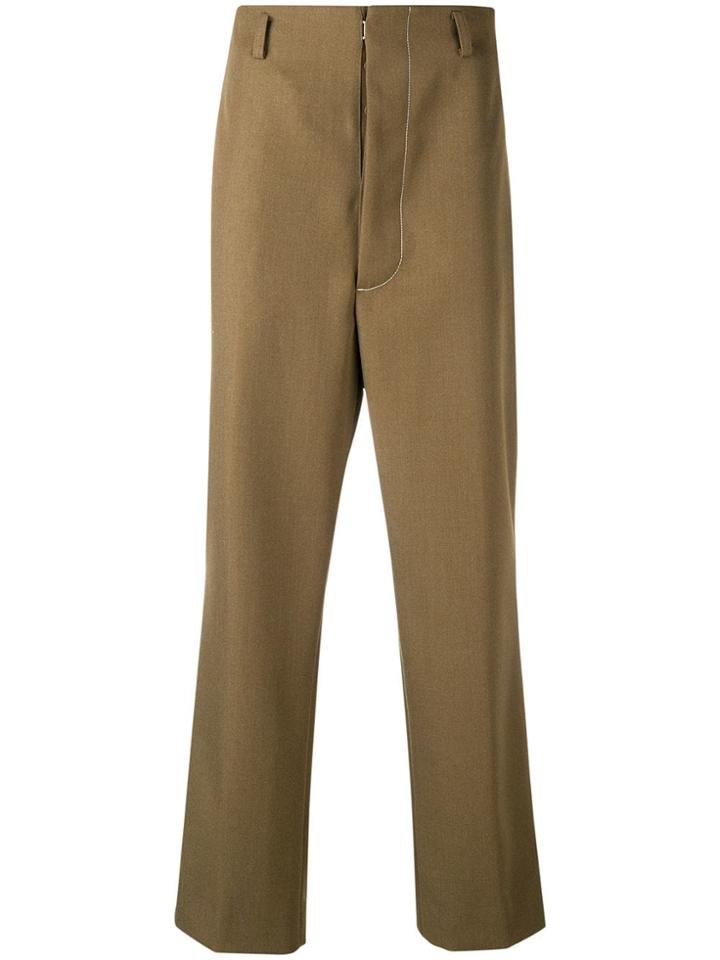 Maison Margiela Overstitched High Waist Trousers - Green
