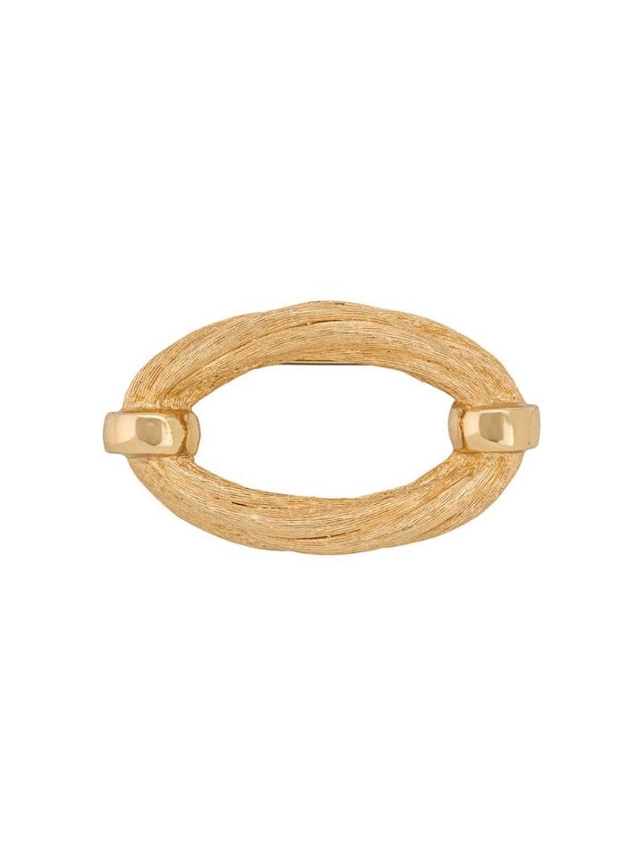 Christian Dior Pre-owned 1980s Oval Brooch - Gold