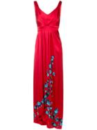 Carolina Herrera Embroidered Fitted Maxi Dress