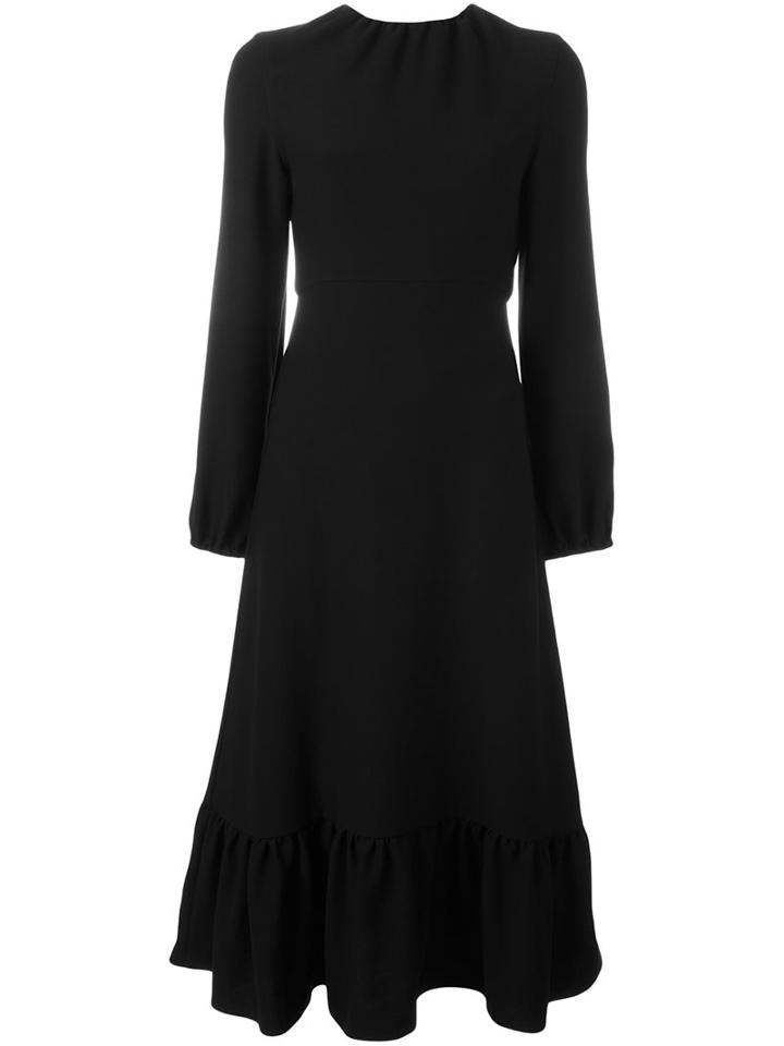 J.w.anderson Ruffle Hem Long Dress, Women's, Size: 10, Black, Polyester/acetate/silk