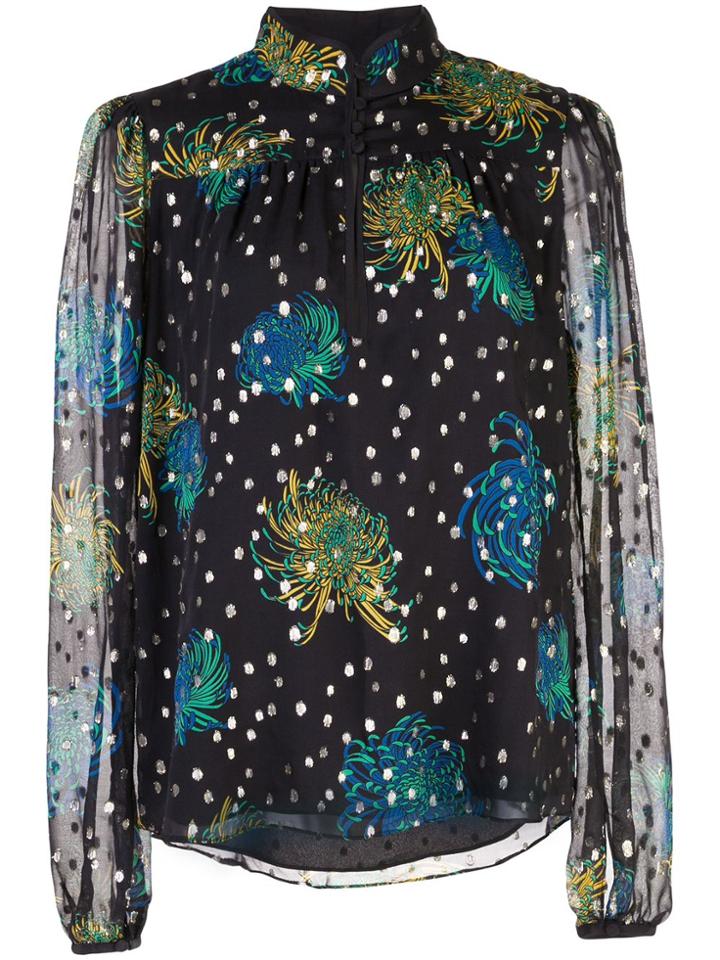 A.l.c. Floral Print Silk Blouse - Black