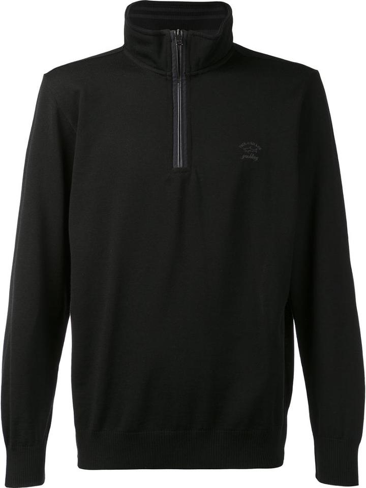 Paul & Shark High Neck Zipped Jumper, Men's, Size: Xl, Black, Virgin Wool