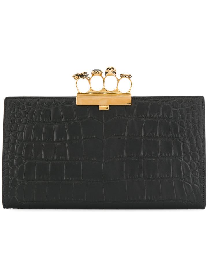 Alexander Mcqueen Skull Four Ring Clutch - Black