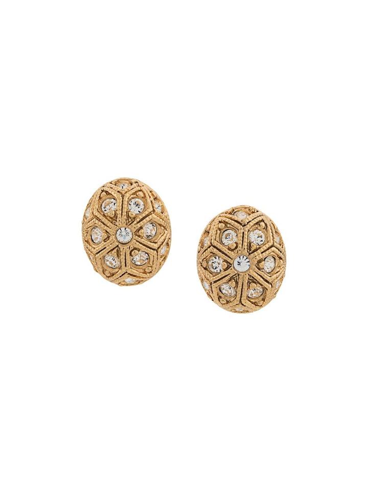 Susan Caplan Vintage 1980s D'orlan Post Earrings - Gold