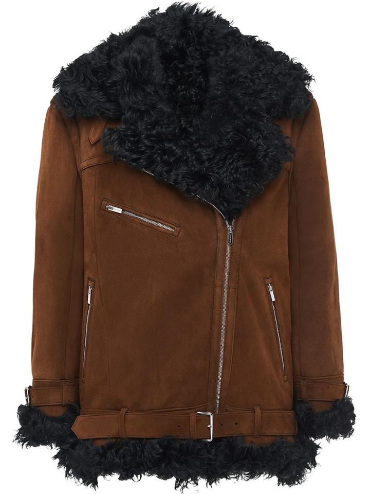 Miu Miu Zipped Leather Jacket - Brown