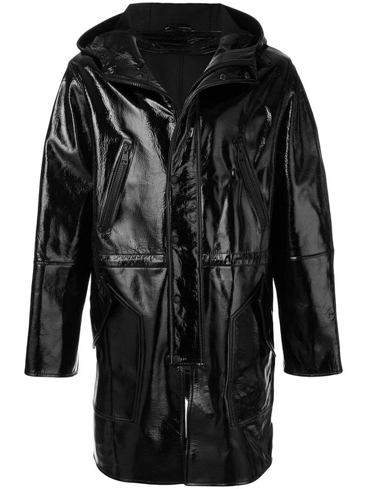 Ami Paris Bonded Vinyl Jacket - Black