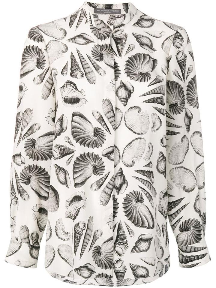 Alexander Mcqueen Shell Print Silk Shirt - White