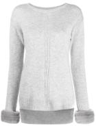 Max & Moi Contrast Cuff Sweater - Grey