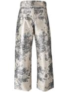 Aviù Floral Print Pants, Women's, Size: 44, Grey, Polyester/polyamide/spandex/elastane/cotton