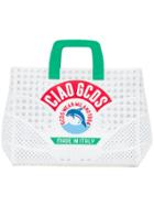 Gcds Ciao Logo Woven Handbag - White