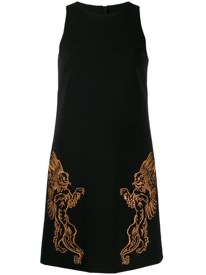 Moschino Mythological Creatures Crepe Dress - Black