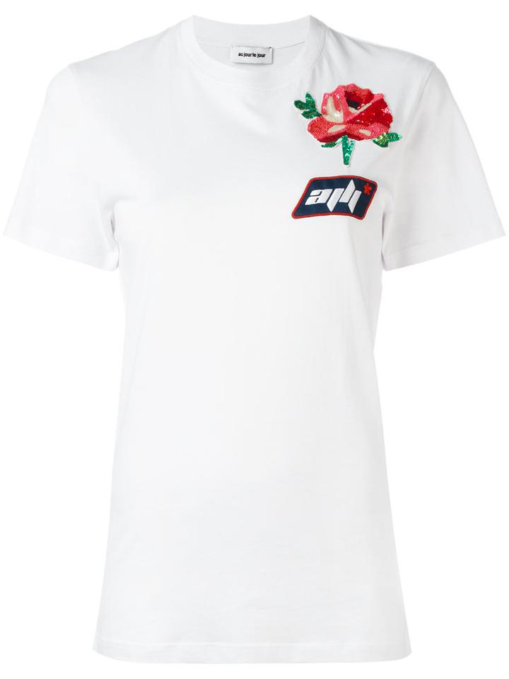 Au Jour Le Jour Patch Detail T-shirt, Women's, Size: 42, White, Cotton/polyester/pvc