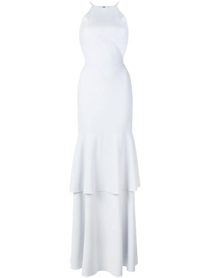 Halston Heritage Sleeveless Ruched Tiered Dress - Blue