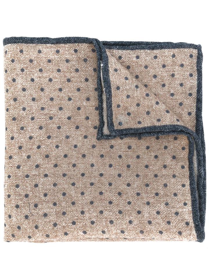 Eleventy - Polka-dot Pocket Square - Men - Wool - One Size, Nude/neutrals, Wool