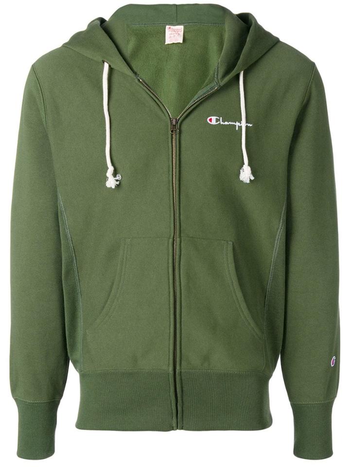 Champion Zip Front Logo Hoodie - Green