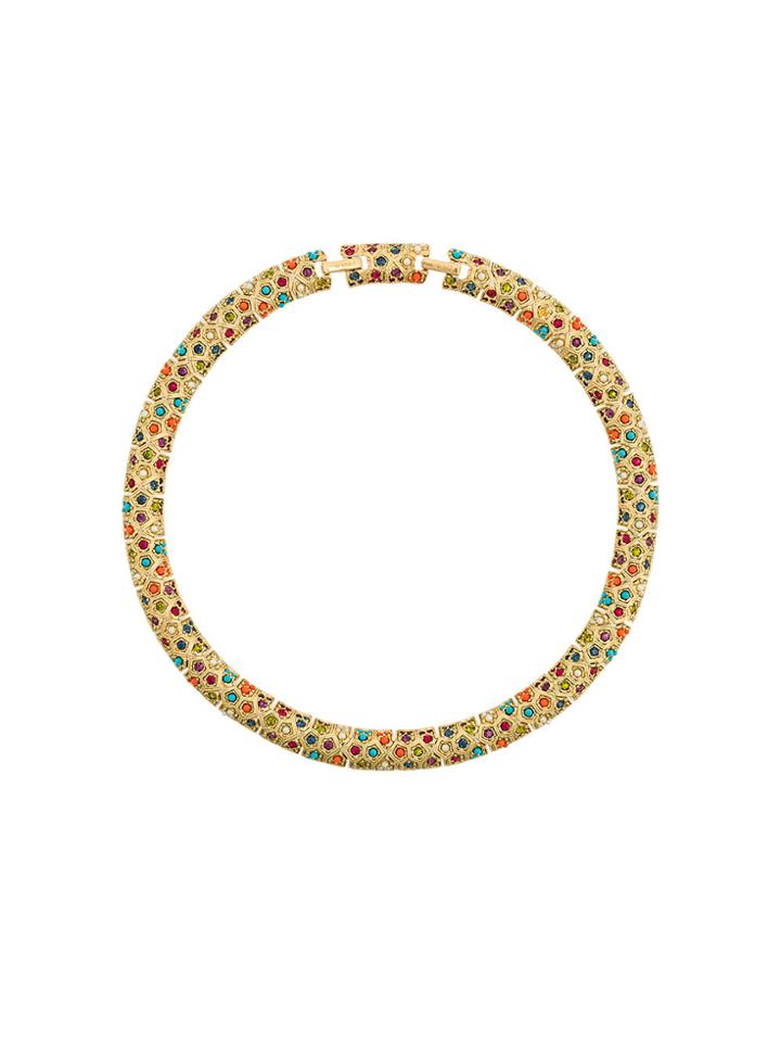 Susan Caplan Vintage 1970s Vintage D'orlan Colourful Collar - Metallic