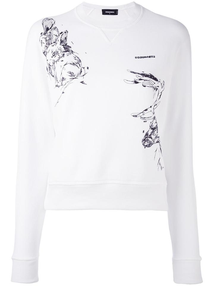 Animal Print Sweatshirt - Women - Cotton - Xs, White, Cotton, Dsquared2