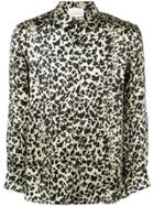 Laneus Satin Leopard-print Shirt - Gold