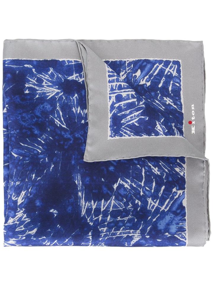 Kiton Tie-dye Pocket Square - Blue