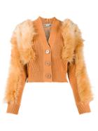 Stella Mccartney Fur Free Fur-trim Cardigan - Brown