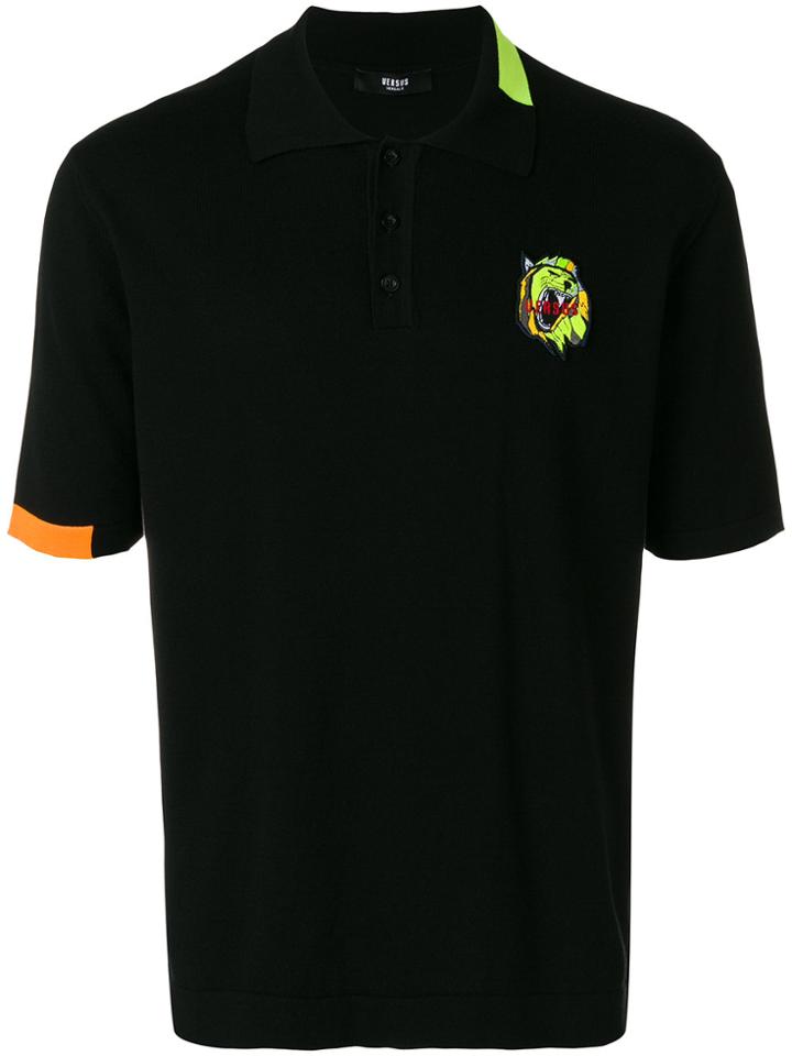 Versus Embroidered Logo Polo Shirt - Black
