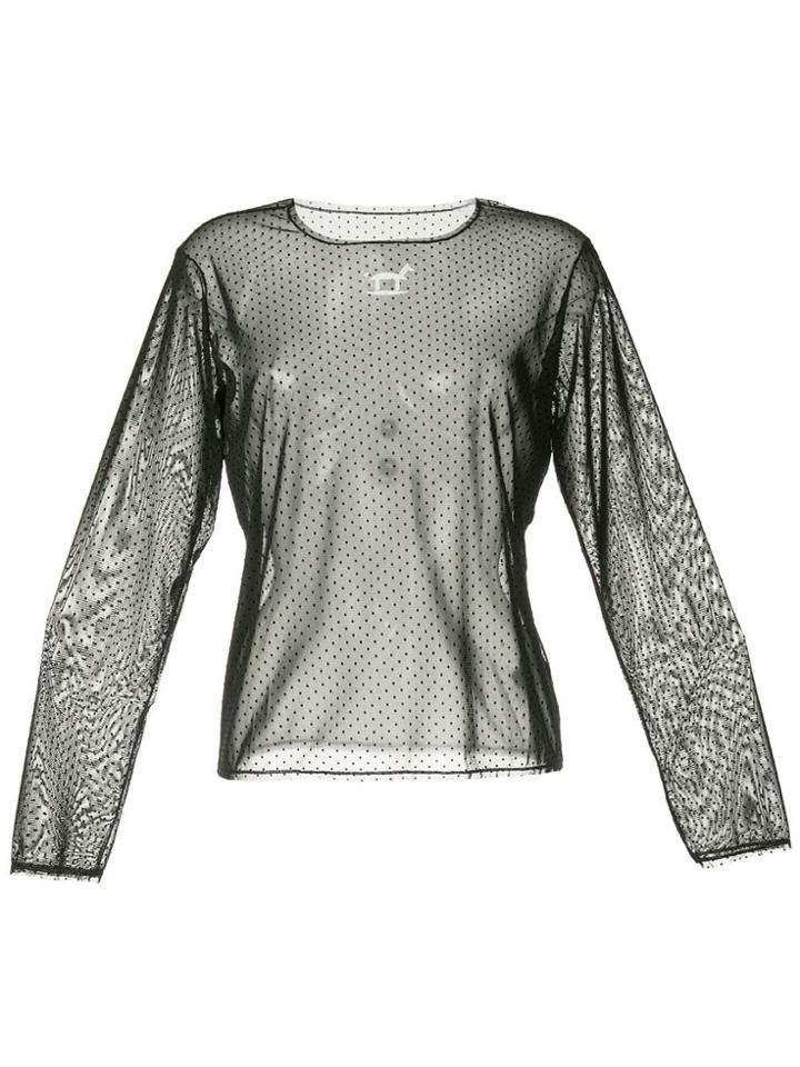 Tu Es Mon Trésor Rocking Horse Dotted Mesh Top - Black