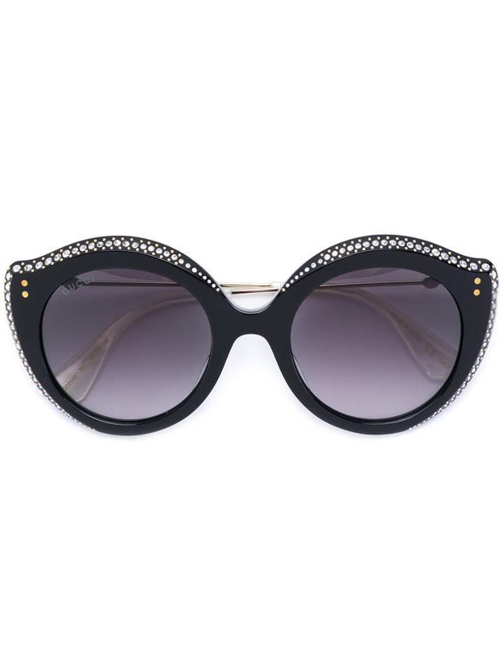 Gucci Eyewear Crystal-embellished Cat Eye Sunvlasses - Black