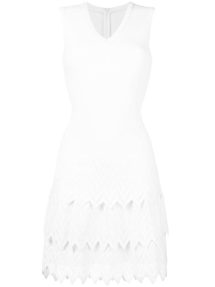 Azzedine Alaia Chevron Hem Dress, Women's, Size: 40, White, Polyester/viscose/polyamide/spandex/elastane