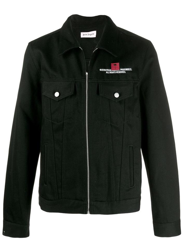 Palm Angels Logo Trucker Denim Jacket - Black