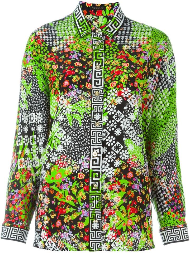 Versace Floral Greco Print Blouse