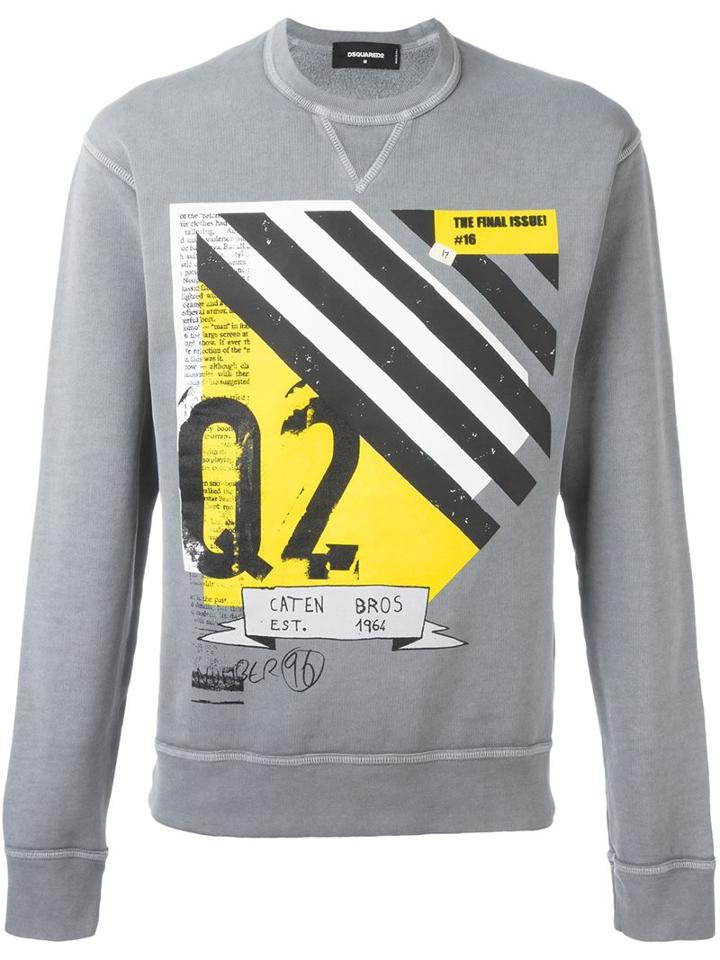 Dsquared2 'dean' Fit Sweatshirt, Men's, Size: Small, Grey, Cotton