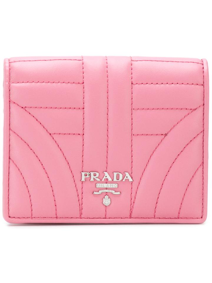 Prada Quilted Foldover Compact Wallet - Pink & Purple
