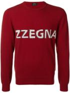 Z Zegna Logo Fine Knit Sweater - Red